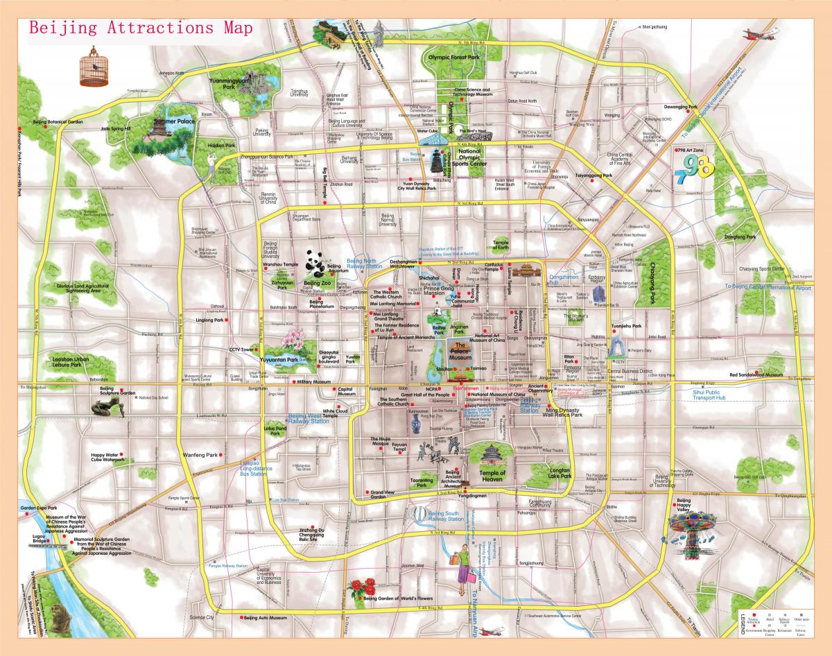 Beijing (Peking) bezienswaardigheden kaart
