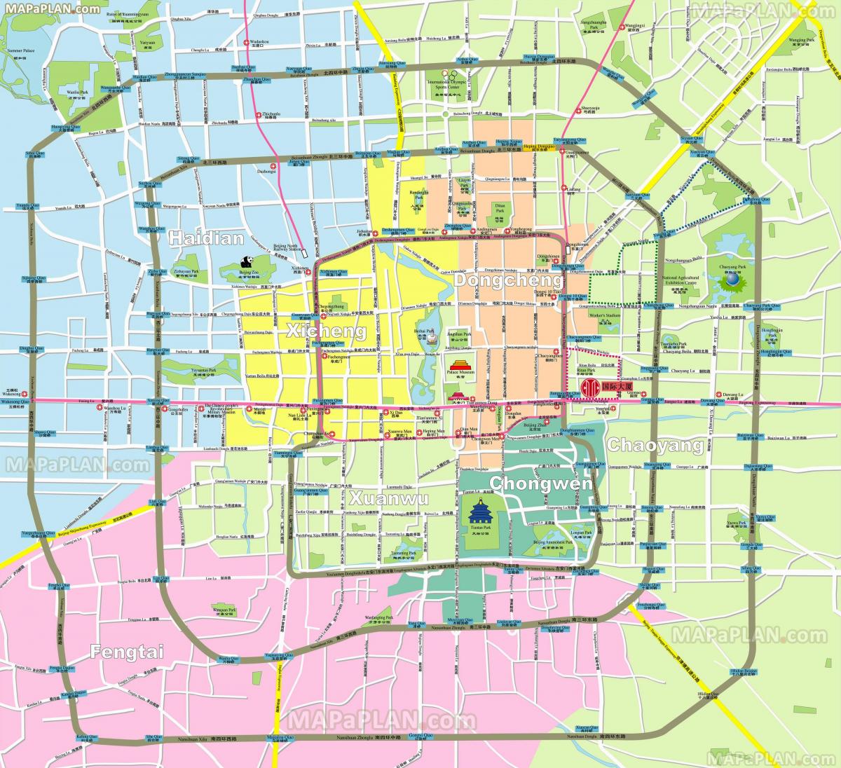 Beijing (Peking) wijken kaart