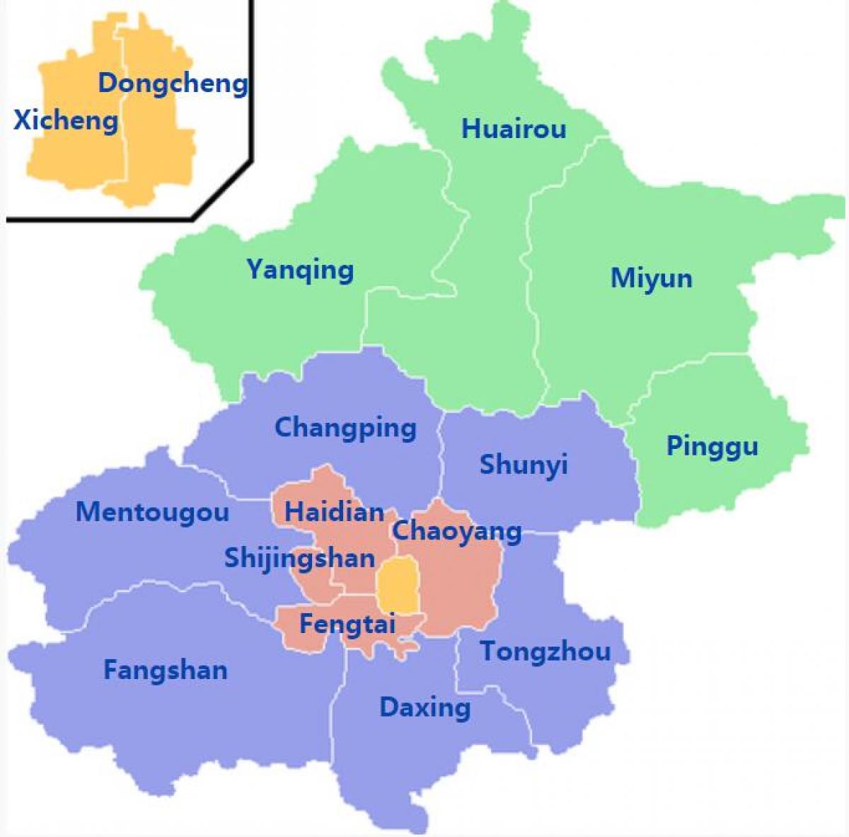 Beijing (Peking) district kaart