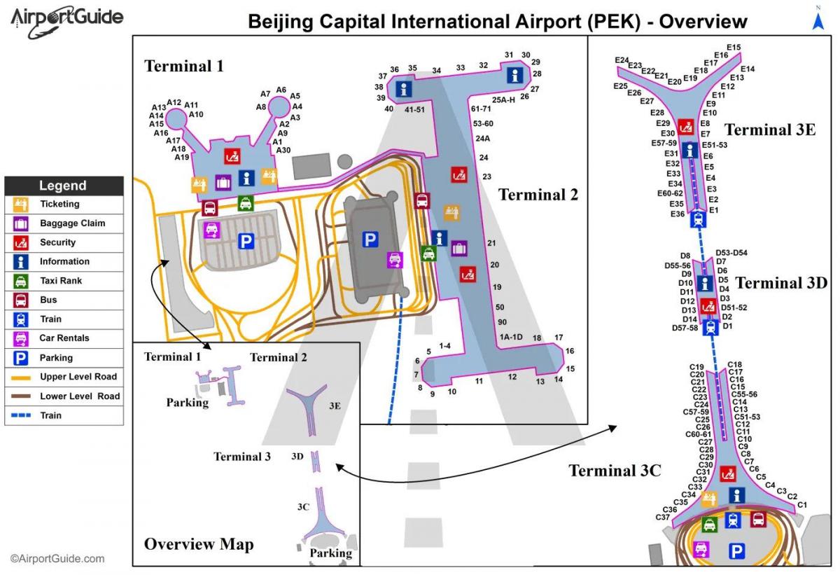 Beijing (Peking) luchthaven terminal kaart