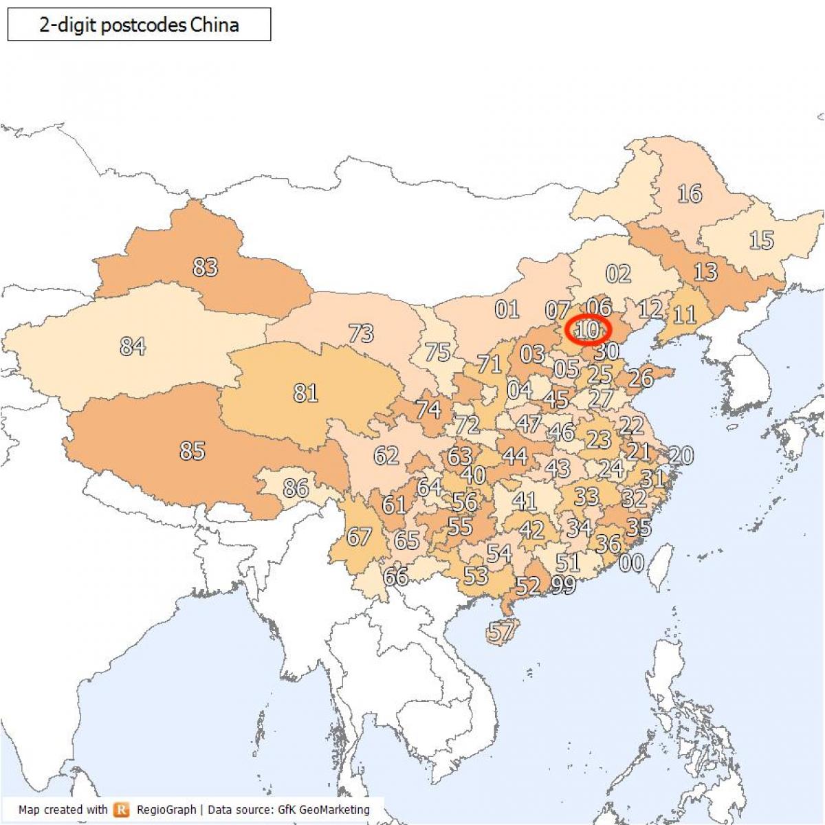 Beijing (Peking) postcode kaart