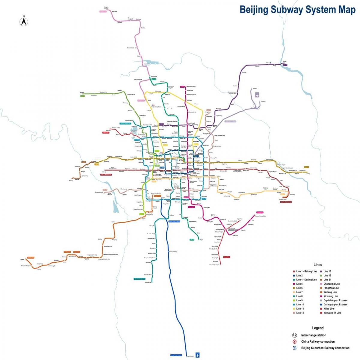 Beijing (Peking) metro stationskaart